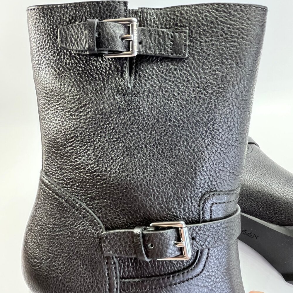 Ralph Lauren Lyvia Leather Boot Size 11B Black Tumbled Mid Calf Block Heel - Picture 11 of 16